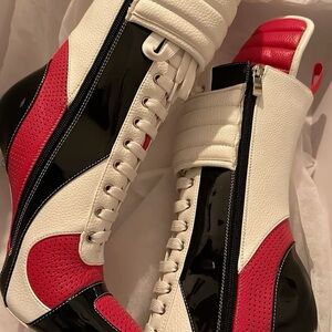 Stylish Red and Black Women's High-Top Sneakers